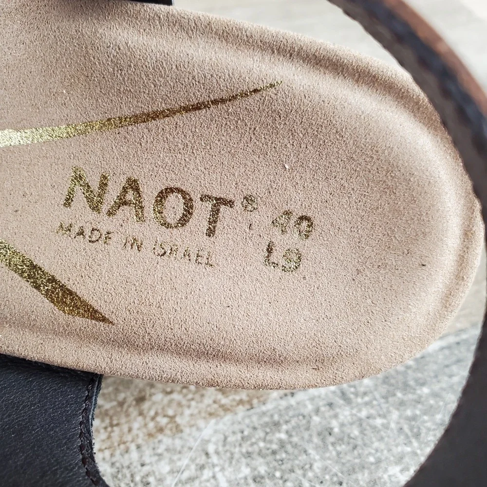 Naot Mode Womens Sandal Sz 9 Brown Black Beige Radiant Copper Leather Block Heel